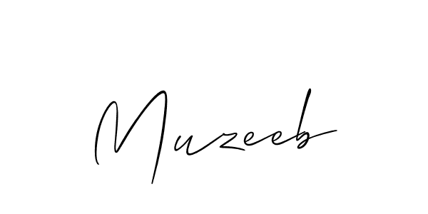 How to make Muzeeb signature? Allison_Script is a professional autograph style. Create handwritten signature for Muzeeb name. Muzeeb signature style 2 images and pictures png