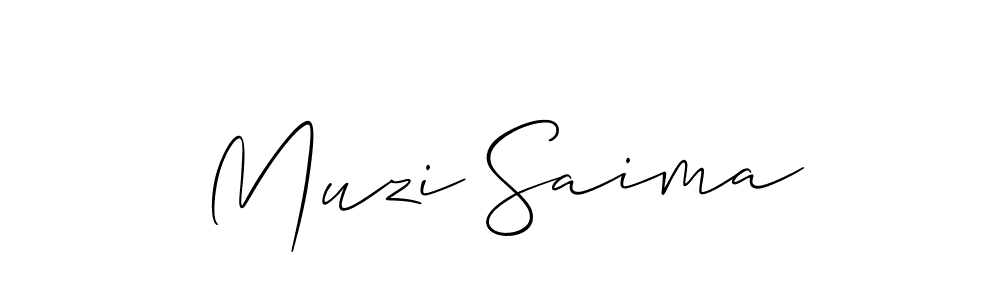 How to make Muzi Saima name signature. Use Allison_Script style for creating short signs online. This is the latest handwritten sign. Muzi Saima signature style 2 images and pictures png