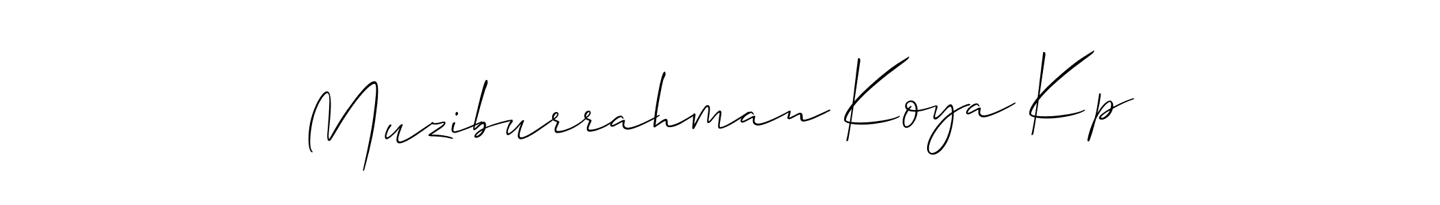 Muziburrahman Koya Kp stylish signature style. Best Handwritten Sign (Allison_Script) for my name. Handwritten Signature Collection Ideas for my name Muziburrahman Koya Kp. Muziburrahman Koya Kp signature style 2 images and pictures png