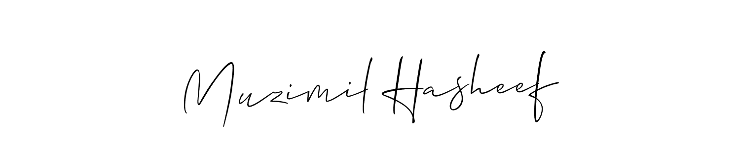 Use a signature maker to create a handwritten signature online. With this signature software, you can design (Allison_Script) your own signature for name Muzimil Hasheef. Muzimil Hasheef signature style 2 images and pictures png