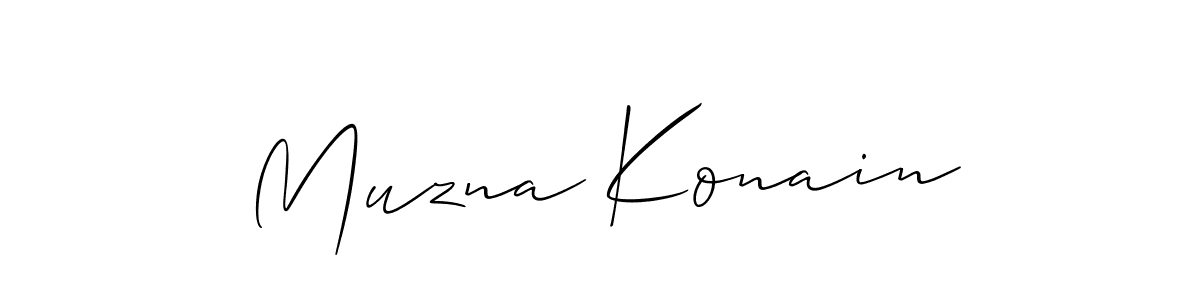The best way (Allison_Script) to make a short signature is to pick only two or three words in your name. The name Muzna Konain include a total of six letters. For converting this name. Muzna Konain signature style 2 images and pictures png
