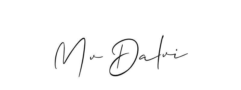 Also You can easily find your signature by using the search form. We will create Mv Dalvi name handwritten signature images for you free of cost using Allison_Script sign style. Mv Dalvi signature style 2 images and pictures png