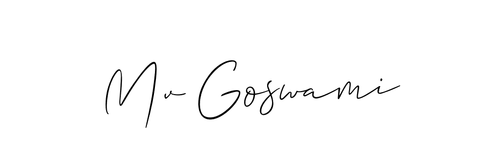 Make a beautiful signature design for name Mv Goswami. With this signature (Allison_Script) style, you can create a handwritten signature for free. Mv Goswami signature style 2 images and pictures png