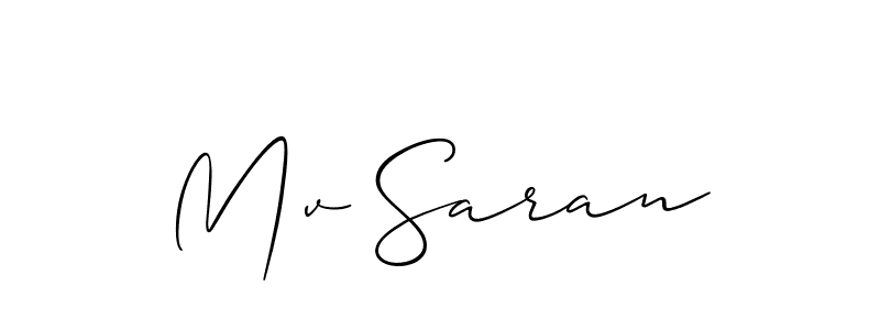 Allison_Script is a professional signature style that is perfect for those who want to add a touch of class to their signature. It is also a great choice for those who want to make their signature more unique. Get Mv Saran name to fancy signature for free. Mv Saran signature style 2 images and pictures png