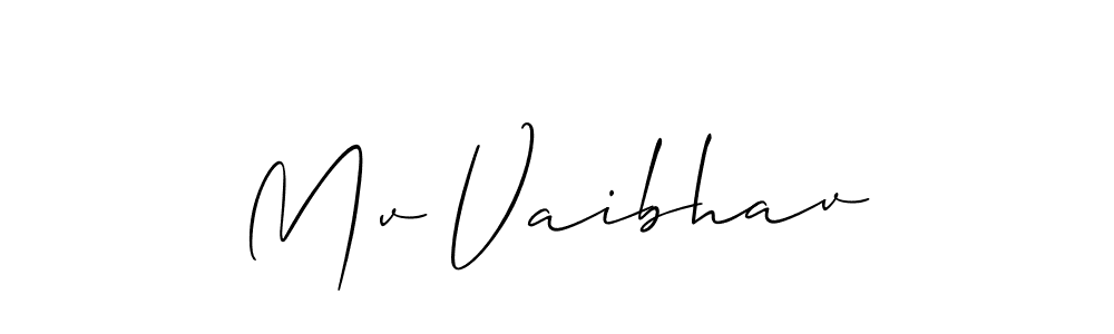 Also we have Mv Vaibhav name is the best signature style. Create professional handwritten signature collection using Allison_Script autograph style. Mv Vaibhav signature style 2 images and pictures png