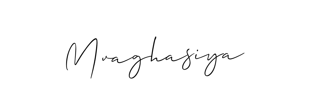Make a beautiful signature design for name Mvaghasiya. With this signature (Allison_Script) style, you can create a handwritten signature for free. Mvaghasiya signature style 2 images and pictures png