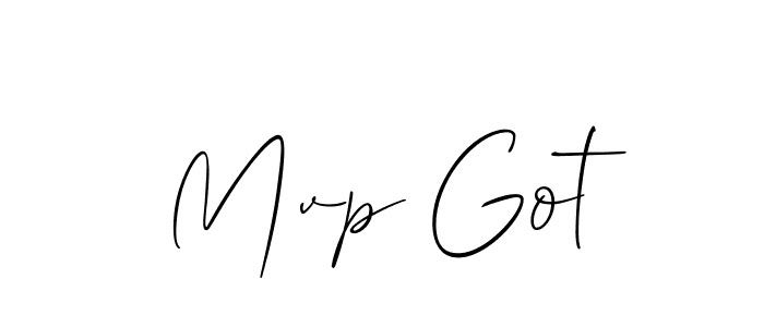Make a beautiful signature design for name Mvp Got. With this signature (Allison_Script) style, you can create a handwritten signature for free. Mvp Got signature style 2 images and pictures png