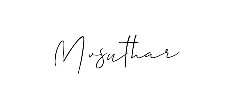 Mvsuthar stylish signature style. Best Handwritten Sign (Allison_Script) for my name. Handwritten Signature Collection Ideas for my name Mvsuthar. Mvsuthar signature style 2 images and pictures png