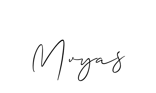Create a beautiful signature design for name Mvyas. With this signature (Allison_Script) fonts, you can make a handwritten signature for free. Mvyas signature style 2 images and pictures png