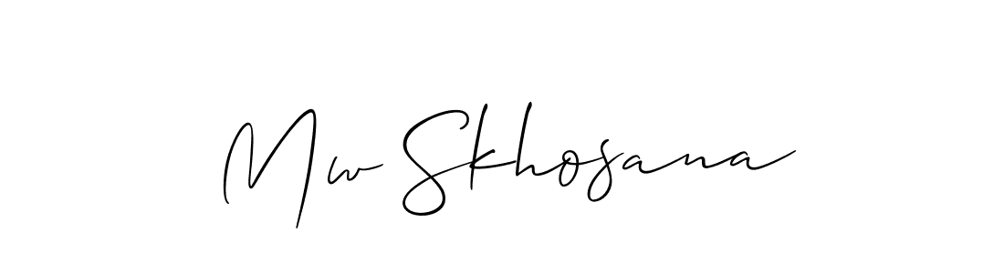 How to Draw Mw Skhosana signature style? Allison_Script is a latest design signature styles for name Mw Skhosana. Mw Skhosana signature style 2 images and pictures png