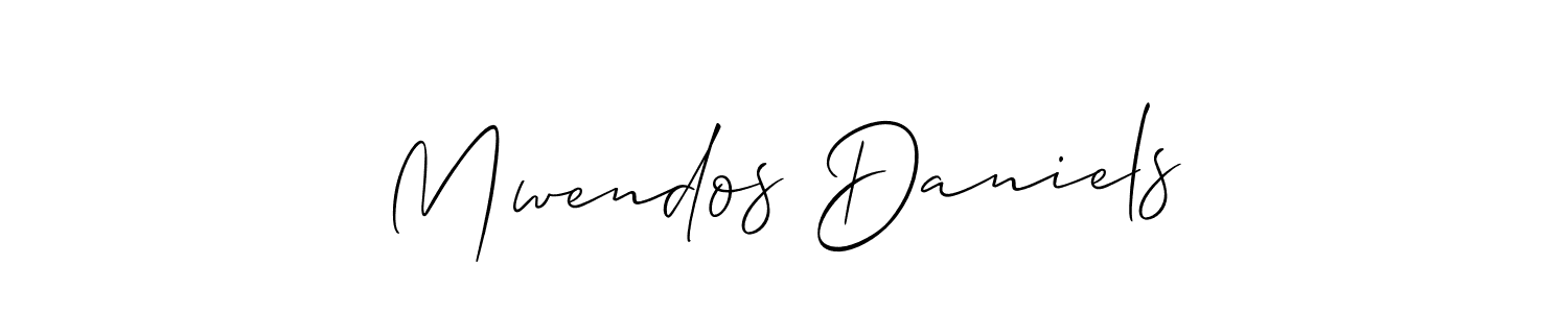 It looks lik you need a new signature style for name Mwendos Daniels. Design unique handwritten (Allison_Script) signature with our free signature maker in just a few clicks. Mwendos Daniels signature style 2 images and pictures png