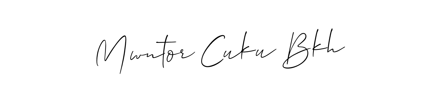 The best way (Allison_Script) to make a short signature is to pick only two or three words in your name. The name Mwntor Cuku Bkh include a total of six letters. For converting this name. Mwntor Cuku Bkh signature style 2 images and pictures png