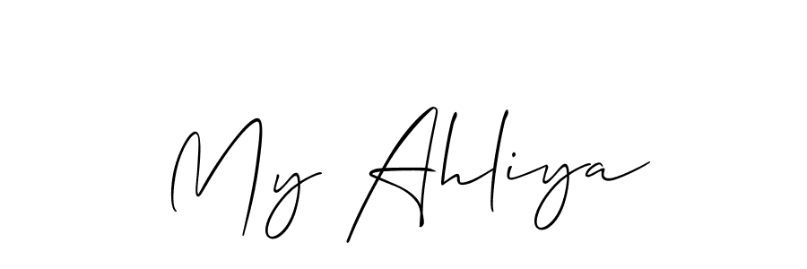 The best way (Allison_Script) to make a short signature is to pick only two or three words in your name. The name My Ahliya include a total of six letters. For converting this name. My Ahliya signature style 2 images and pictures png