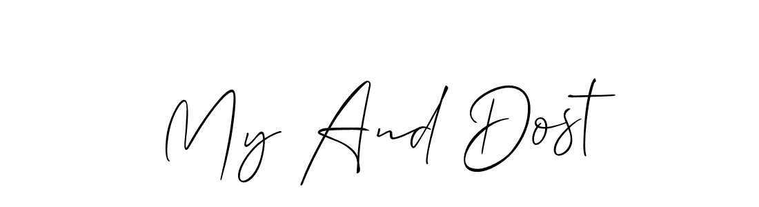 Check out images of Autograph of My And Dost name. Actor My And Dost Signature Style. Allison_Script is a professional sign style online. My And Dost signature style 2 images and pictures png