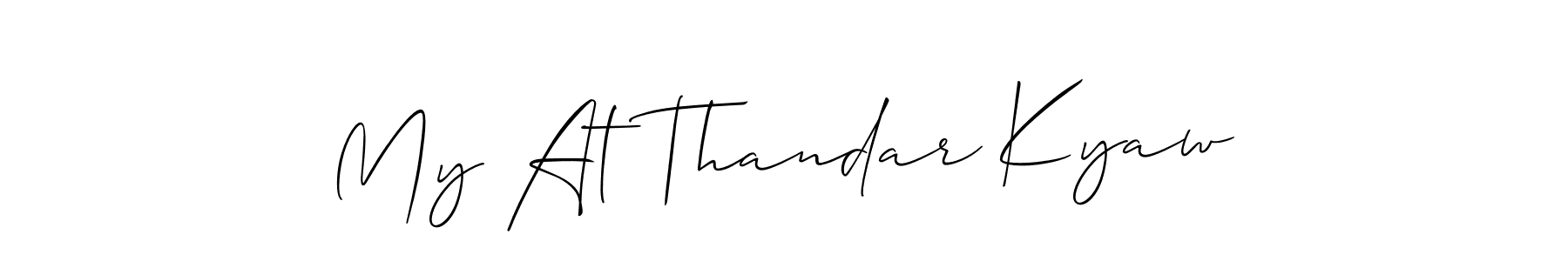 How to Draw My At Thandar Kyaw signature style? Allison_Script is a latest design signature styles for name My At Thandar Kyaw. My At Thandar Kyaw signature style 2 images and pictures png