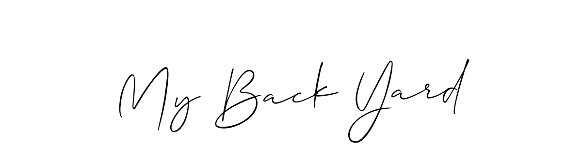 Similarly Allison_Script is the best handwritten signature design. Signature creator online .You can use it as an online autograph creator for name My Back Yard. My Back Yard signature style 2 images and pictures png
