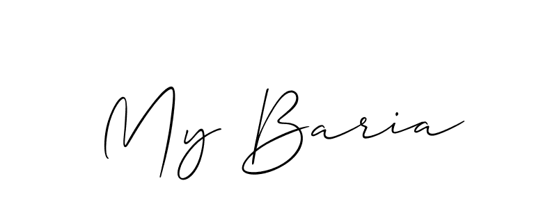 The best way (Allison_Script) to make a short signature is to pick only two or three words in your name. The name My Baria include a total of six letters. For converting this name. My Baria signature style 2 images and pictures png