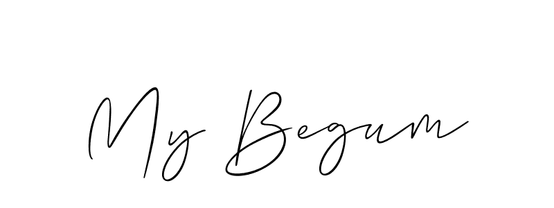 The best way (Allison_Script) to make a short signature is to pick only two or three words in your name. The name My Begum include a total of six letters. For converting this name. My Begum signature style 2 images and pictures png