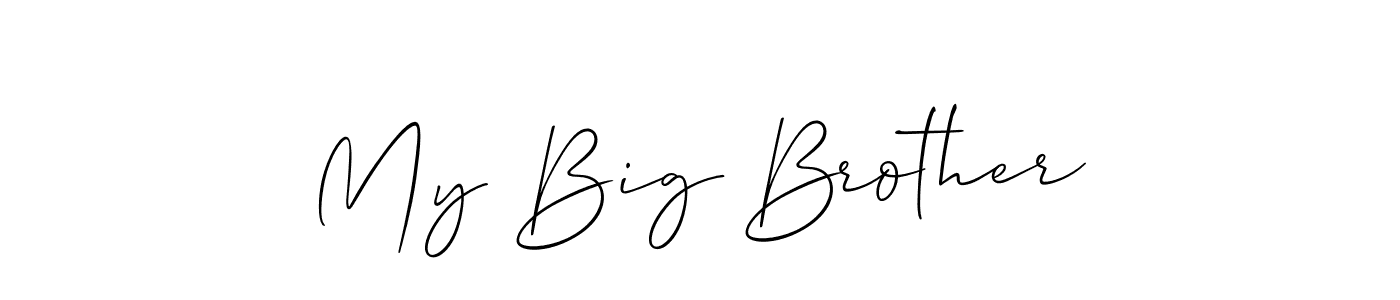 The best way (Allison_Script) to make a short signature is to pick only two or three words in your name. The name My Big Brother include a total of six letters. For converting this name. My Big Brother signature style 2 images and pictures png
