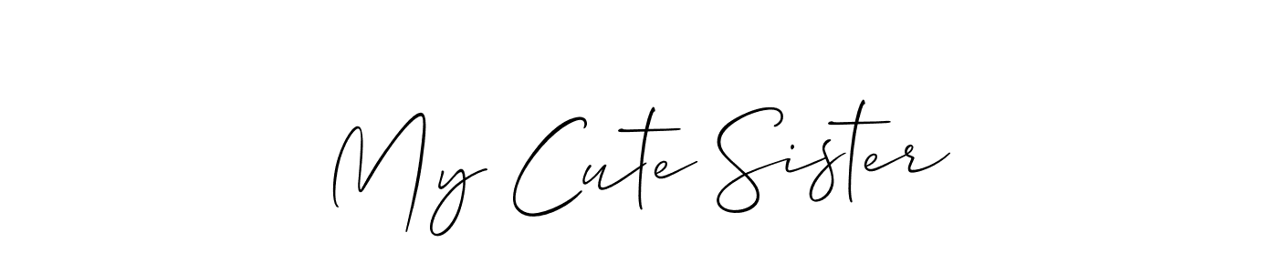 Make a beautiful signature design for name My Cute Sister. With this signature (Allison_Script) style, you can create a handwritten signature for free. My Cute Sister signature style 2 images and pictures png