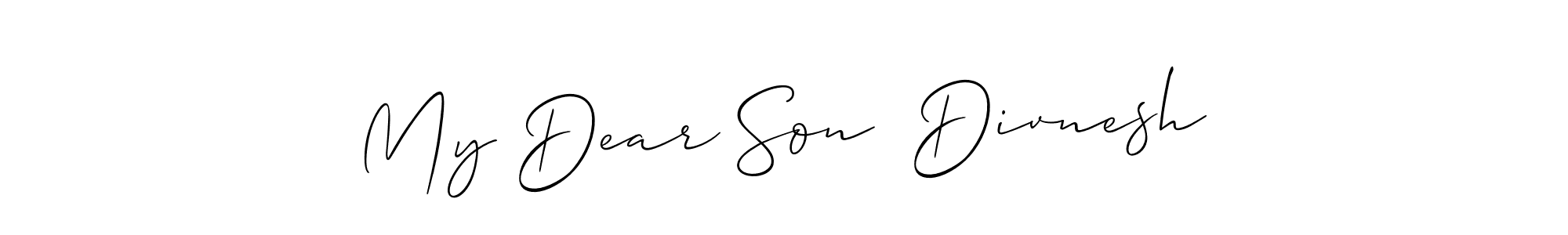 if you are searching for the best signature style for your name My Dear Son  Divnesh. so please give up your signature search. here we have designed multiple signature styles  using Allison_Script. My Dear Son  Divnesh signature style 2 images and pictures png