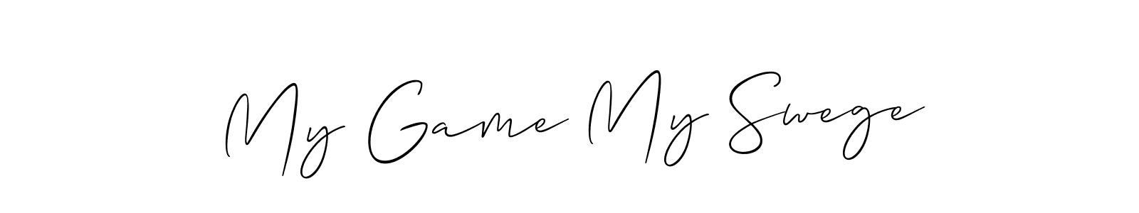 This is the best signature style for the My Game My Swege name. Also you like these signature font (Allison_Script). Mix name signature. My Game My Swege signature style 2 images and pictures png