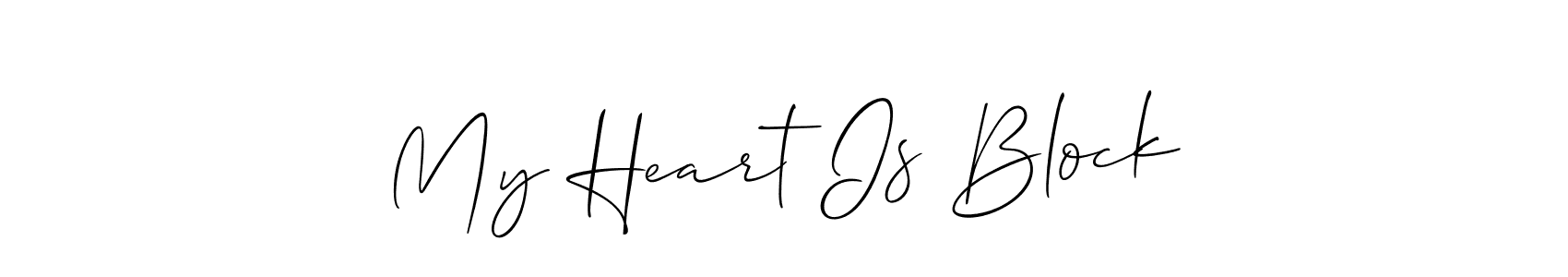 How to make My Heart Is Block name signature. Use Allison_Script style for creating short signs online. This is the latest handwritten sign. My Heart Is Block signature style 2 images and pictures png