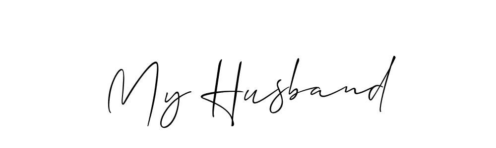 if you are searching for the best signature style for your name My Husband. so please give up your signature search. here we have designed multiple signature styles  using Allison_Script. My Husband signature style 2 images and pictures png