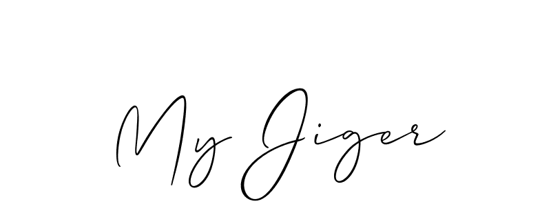 The best way (Allison_Script) to make a short signature is to pick only two or three words in your name. The name My Jiger include a total of six letters. For converting this name. My Jiger signature style 2 images and pictures png