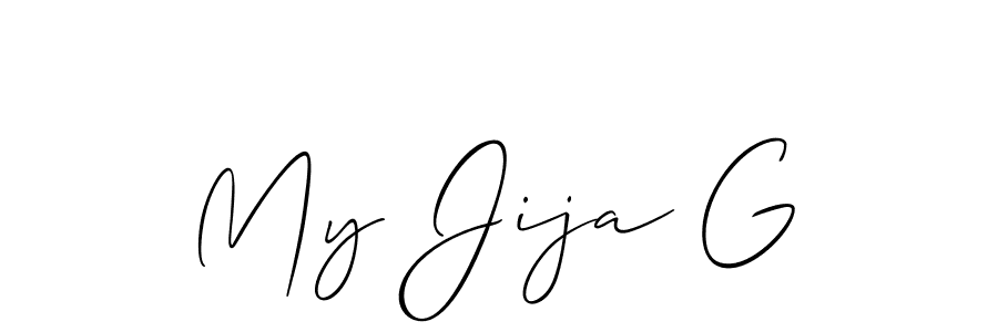 How to make My Jija G name signature. Use Allison_Script style for creating short signs online. This is the latest handwritten sign. My Jija G signature style 2 images and pictures png