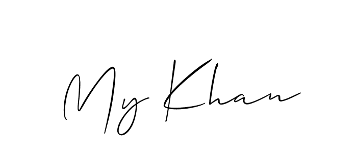 Also You can easily find your signature by using the search form. We will create My Khan name handwritten signature images for you free of cost using Allison_Script sign style. My Khan signature style 2 images and pictures png