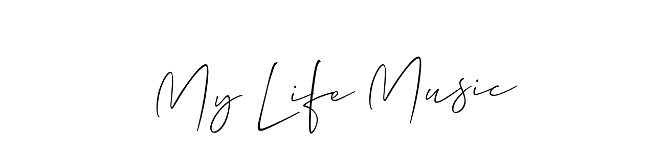 How to make My Life Music name signature. Use Allison_Script style for creating short signs online. This is the latest handwritten sign. My Life Music signature style 2 images and pictures png
