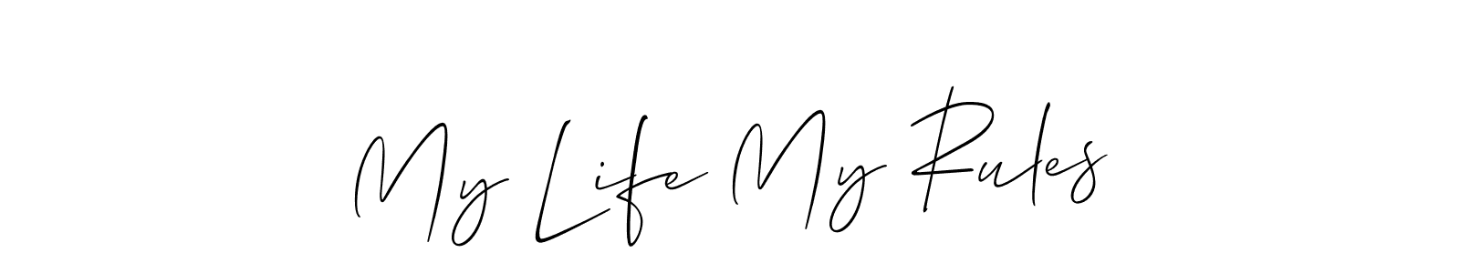 Use a signature maker to create a handwritten signature online. With this signature software, you can design (Allison_Script) your own signature for name My Life My Rules. My Life My Rules signature style 2 images and pictures png