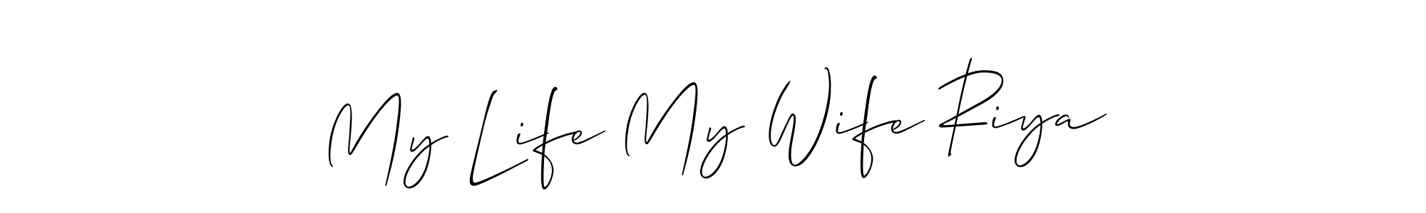 Check out images of Autograph of My Life My Wife Riya name. Actor My Life My Wife Riya Signature Style. Allison_Script is a professional sign style online. My Life My Wife Riya signature style 2 images and pictures png