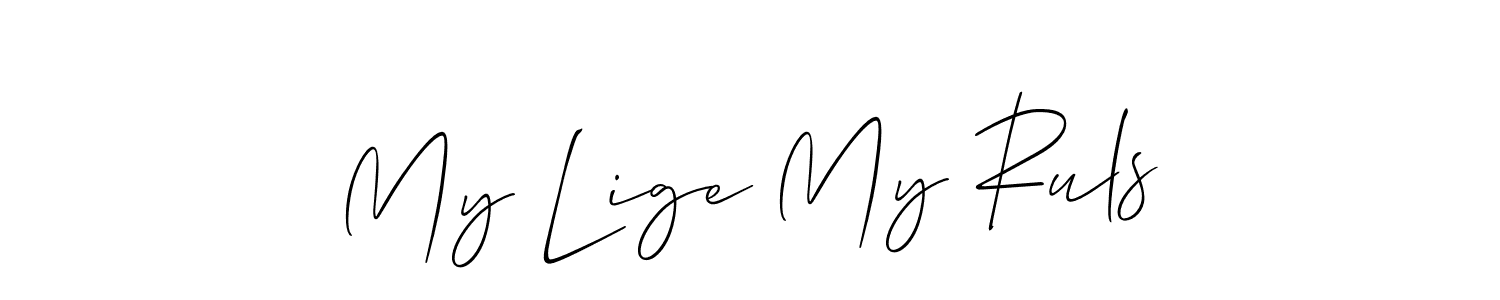 How to make My Lige My Ruls name signature. Use Allison_Script style for creating short signs online. This is the latest handwritten sign. My Lige My Ruls signature style 2 images and pictures png