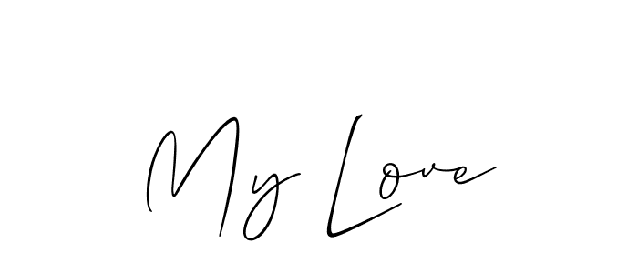 Use a signature maker to create a handwritten signature online. With this signature software, you can design (Allison_Script) your own signature for name My Love. My Love signature style 2 images and pictures png