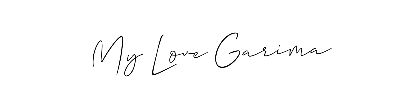 Design your own signature with our free online signature maker. With this signature software, you can create a handwritten (Allison_Script) signature for name My Love Garima. My Love Garima signature style 2 images and pictures png