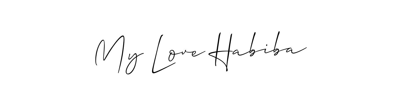 It looks lik you need a new signature style for name My Love Habiba. Design unique handwritten (Allison_Script) signature with our free signature maker in just a few clicks. My Love Habiba signature style 2 images and pictures png