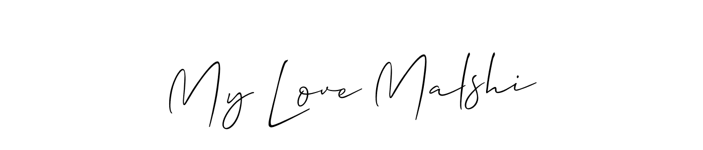 Use a signature maker to create a handwritten signature online. With this signature software, you can design (Allison_Script) your own signature for name My Love Malshi. My Love Malshi signature style 2 images and pictures png