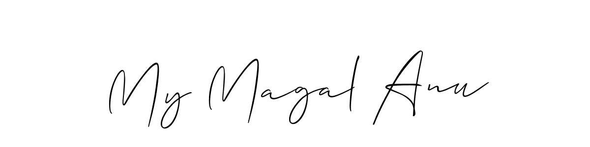 This is the best signature style for the My Magal Anu name. Also you like these signature font (Allison_Script). Mix name signature. My Magal Anu signature style 2 images and pictures png