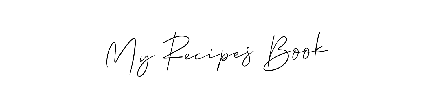 Also You can easily find your signature by using the search form. We will create My Recipes Book name handwritten signature images for you free of cost using Allison_Script sign style. My Recipes Book signature style 2 images and pictures png