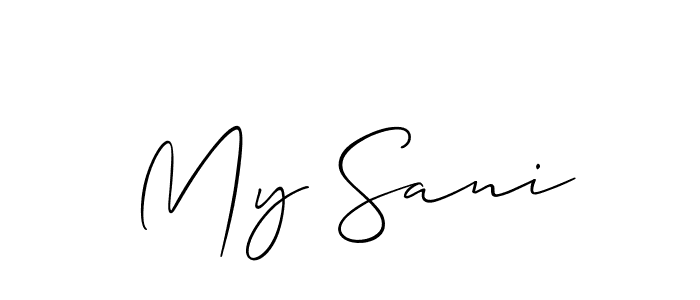 How to make My Sani name signature. Use Allison_Script style for creating short signs online. This is the latest handwritten sign. My Sani signature style 2 images and pictures png
