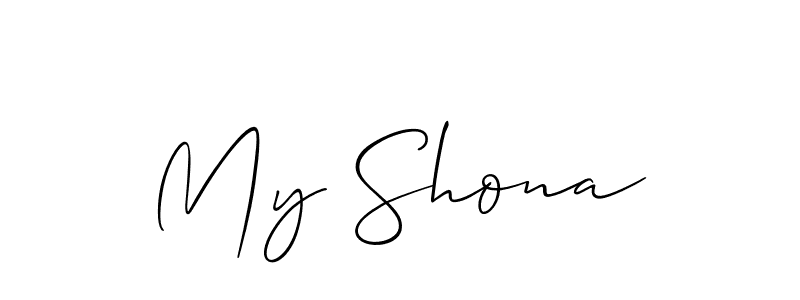 Create a beautiful signature design for name My Shona. With this signature (Allison_Script) fonts, you can make a handwritten signature for free. My Shona signature style 2 images and pictures png