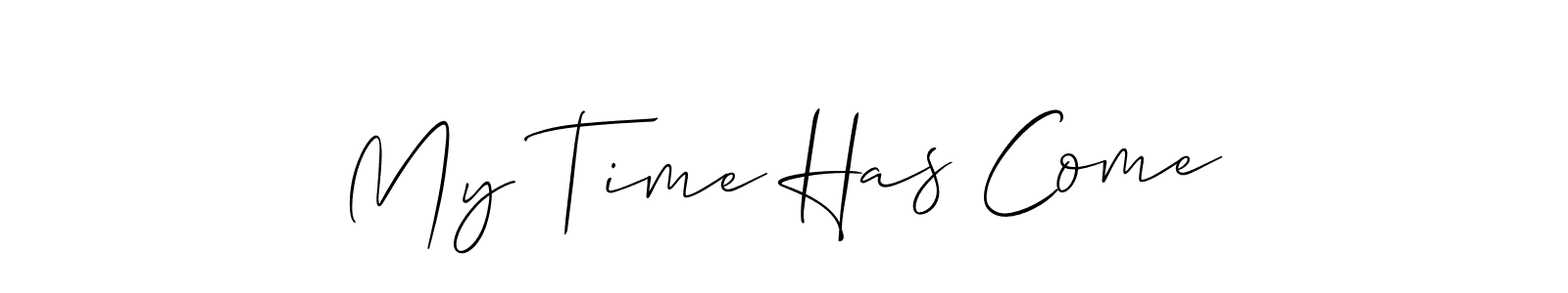 The best way (Allison_Script) to make a short signature is to pick only two or three words in your name. The name My Time Has Come include a total of six letters. For converting this name. My Time Has Come signature style 2 images and pictures png