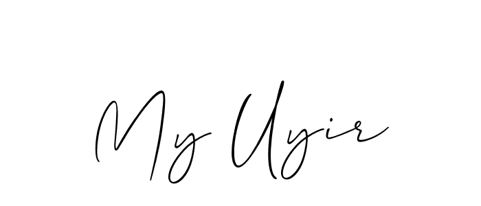 The best way (Allison_Script) to make a short signature is to pick only two or three words in your name. The name My Uyir include a total of six letters. For converting this name. My Uyir signature style 2 images and pictures png