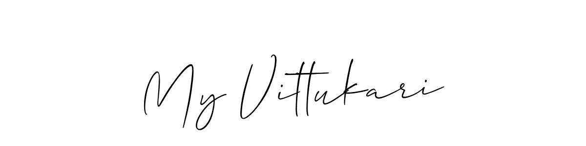 if you are searching for the best signature style for your name My Vittukari. so please give up your signature search. here we have designed multiple signature styles  using Allison_Script. My Vittukari signature style 2 images and pictures png