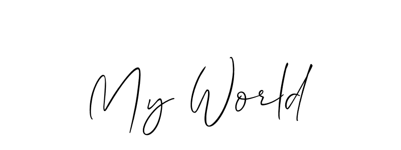 How to make My World name signature. Use Allison_Script style for creating short signs online. This is the latest handwritten sign. My World signature style 2 images and pictures png