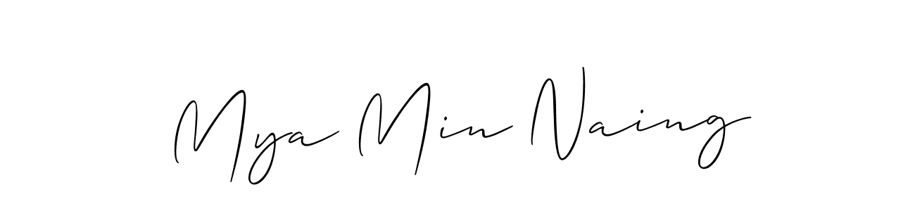 if you are searching for the best signature style for your name Mya Min Naing. so please give up your signature search. here we have designed multiple signature styles  using Allison_Script. Mya Min Naing signature style 2 images and pictures png
