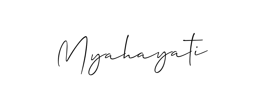 Also You can easily find your signature by using the search form. We will create Myahayati name handwritten signature images for you free of cost using Allison_Script sign style. Myahayati signature style 2 images and pictures png