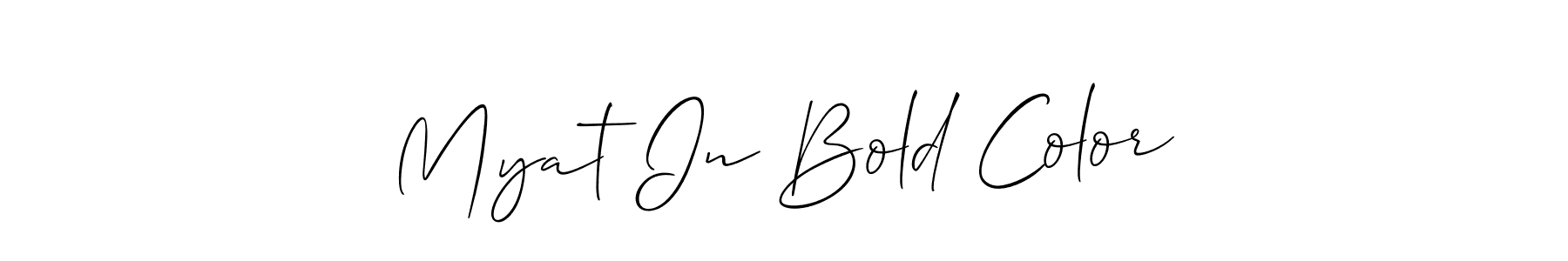 Check out images of Autograph of Myat In Bold Color name. Actor Myat In Bold Color Signature Style. Allison_Script is a professional sign style online. Myat In Bold Color signature style 2 images and pictures png